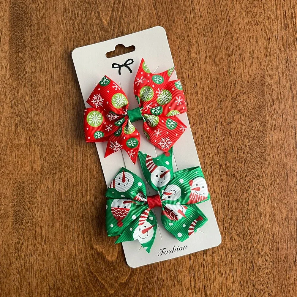 Christmas bow hairclips NWOT